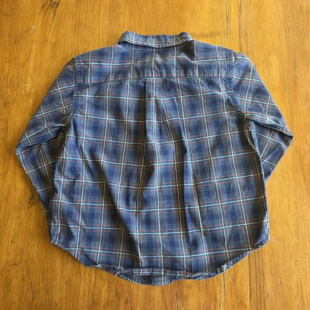 Ralph Lauren Toddler Boys Button Down Long Sleeve Green Plaid Shirt Size 18 Mo